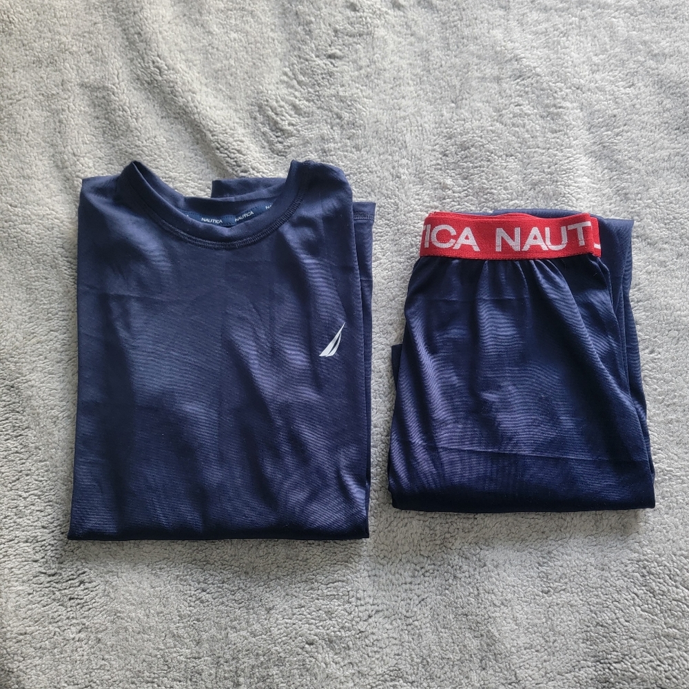 Nautica base layer top and bottom 2-piece set polyester spandex size small S
